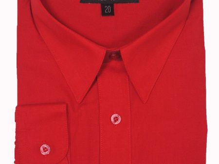 Daniel Ellissa 2112 65% Polyester 35% Cotton Boy s Dress Shirt - Solid Broadcloth - Red Supply