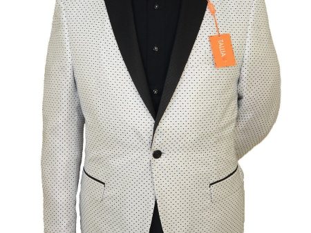 Tallia 19382 100% Polyester Microfiber Boy s Sport Coat - Dot - White on Sale