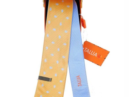 Boy s Skinny Tie 17983 Gold Blue Reversible Online Hot Sale