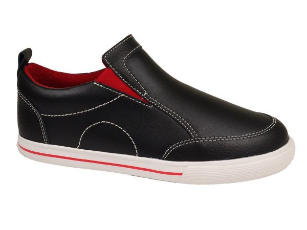 Florsheim 20174 Leather Upper Boy s Shoe - Athletic Slip On - Black Sale