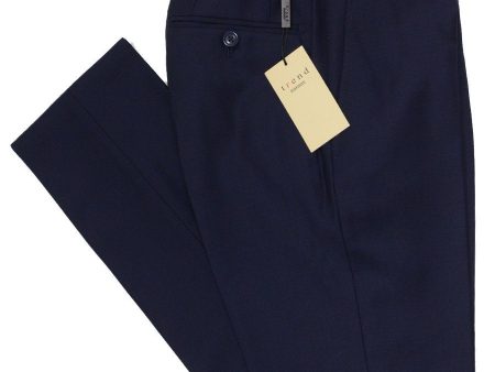 Trend by Maxman 17298P 100% Wool Young Men s Skinny Dress Pant - Solid Gabardine - American Blue, Plain Front Online Sale