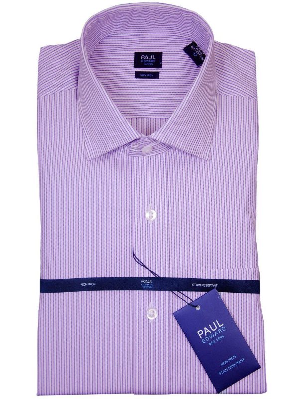 Paul Edward 17749 100% Cotton Boy s Dress Shirt - Stripe - Lilac, Long Sleeve Sale