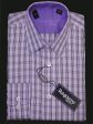 Ragazzo 15961 100% Cotton Boy s Dress Shirt - Plaid - Lavender and black, Long Sleeve Cheap