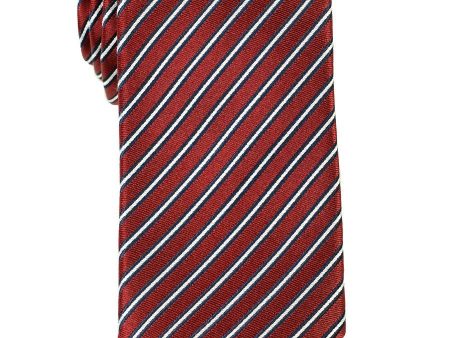 Heritage House 18169 100% Woven Silk Boy s Tie - Stripe - Red Navy White Sale