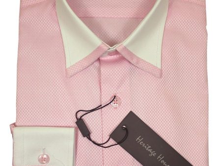 Heritage House 20362 100% Cotton | 100 s - 2 Ply Boy s Dress Shirt - Box Weave - Pink And White Discount