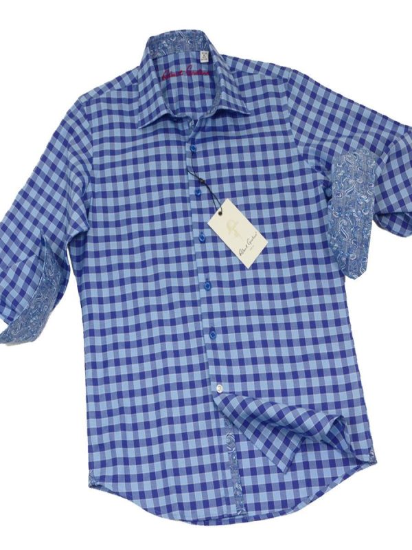 Robert Graham 19859 100% Cotton Boy s Sport Shirt - Plaid - Navy Blue, Modified Spread Collar Online