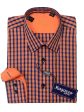 Ragazzo 20426 100% Cotton Boy s Sport Shirt - Check - Orange Purple, Modified Spread Collar Online now