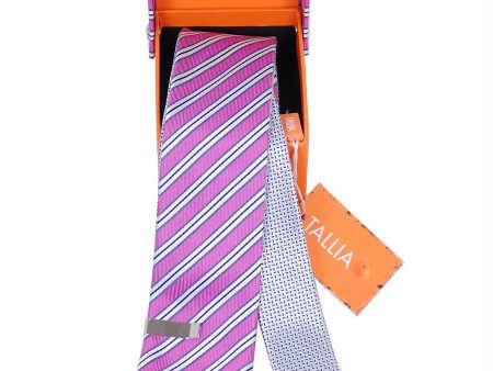 Boy s Skinny Tie 17980 Fuschia Grey Reversible Online