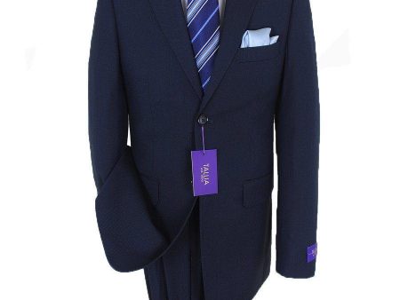 Tallia Purple 15835 73% Polyester  27% Rayon Boy s Skinny Suit - Fine Line - Navy on Sale