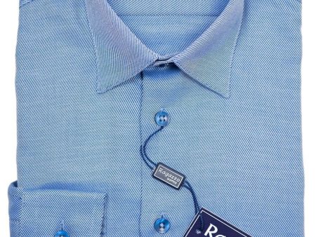 Ragazzo 9285 Boy s Dress Shirt - Tonal Diagonal Weave - French Blue on Sale