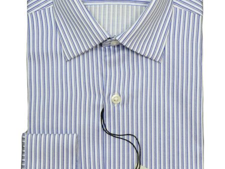 DKNY 20331 100% Cotton Boy s Dress Shirt - Stripe - Blue White, Long Sleeve For Sale