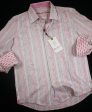 Robert Graham 16746 White Multi Color Boy s Sport Shirt - Jacquard Stripe - 100% Cotton - Contrast Cuffs For Cheap