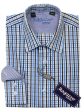 Ragazzo 20445 100% Cotton Boy s Sport Shirt - Plaid - Blue White, Modified Spread Collar Discount