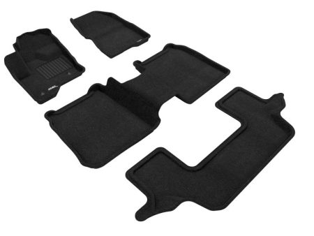 3D Maxpider 09-19 Ford Flex w Center Console Elegant 1st 2nd 3rd (2 Eyelets) -Floor Mat Set (Black) For Sale